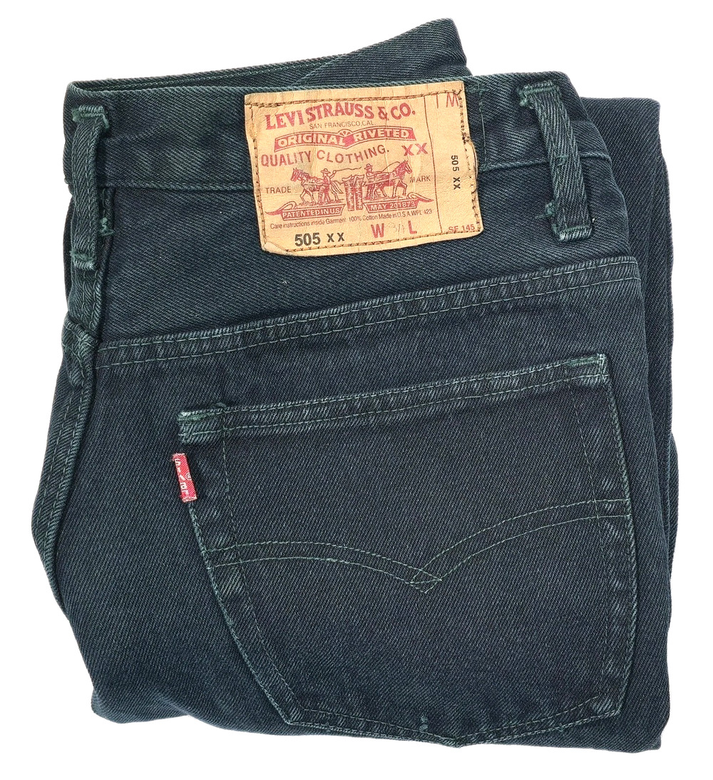 Vintage Levi's 505 XX Men's Dark Green/Black Straight Leg Jeans 31W x 27L USA